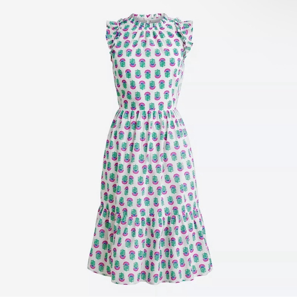 J. Crew Factory NEW Pink & Green Floral Block Print Sleeveless Dress SZ 10 - Picture 6 of 10